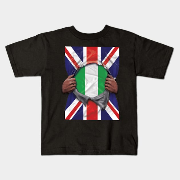 Nigeria Flag Great Britain Flag Ripped - Gift for Nigerian From Nigeria Kids T-Shirt by Country Flags